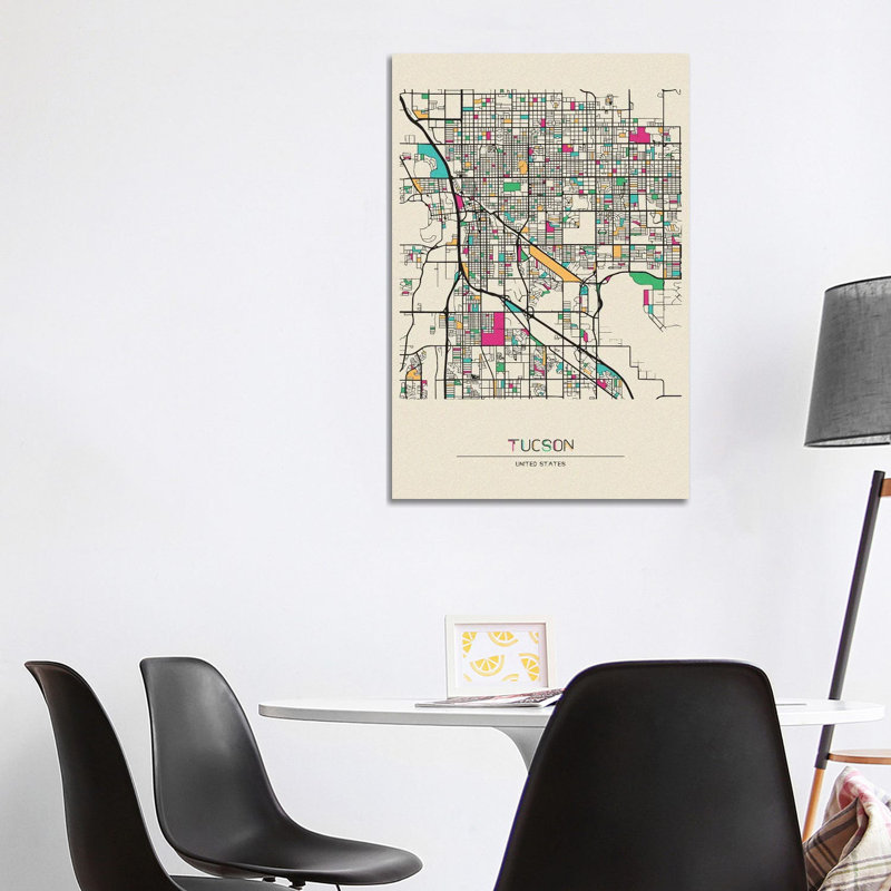 Carte de Tucson, Arizona par - Giclée sur toile tendue avec châssis, H 40 po x l 26 po x P 1,5 po