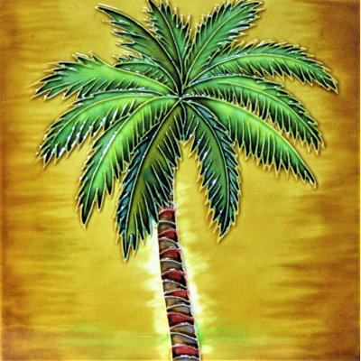 4'' x 4'' Glossy Hand Painted Ceramic Decorative Accent Tile