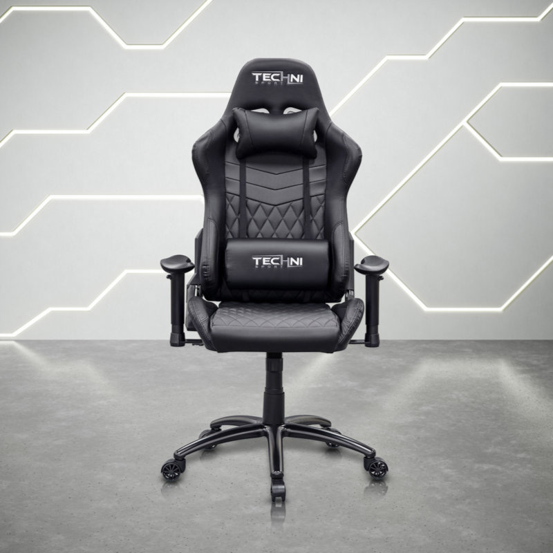 Hokku Designs Abeu Adjustable Reclining Ergonomic Swiveling PC & Racing Game Chair in Black