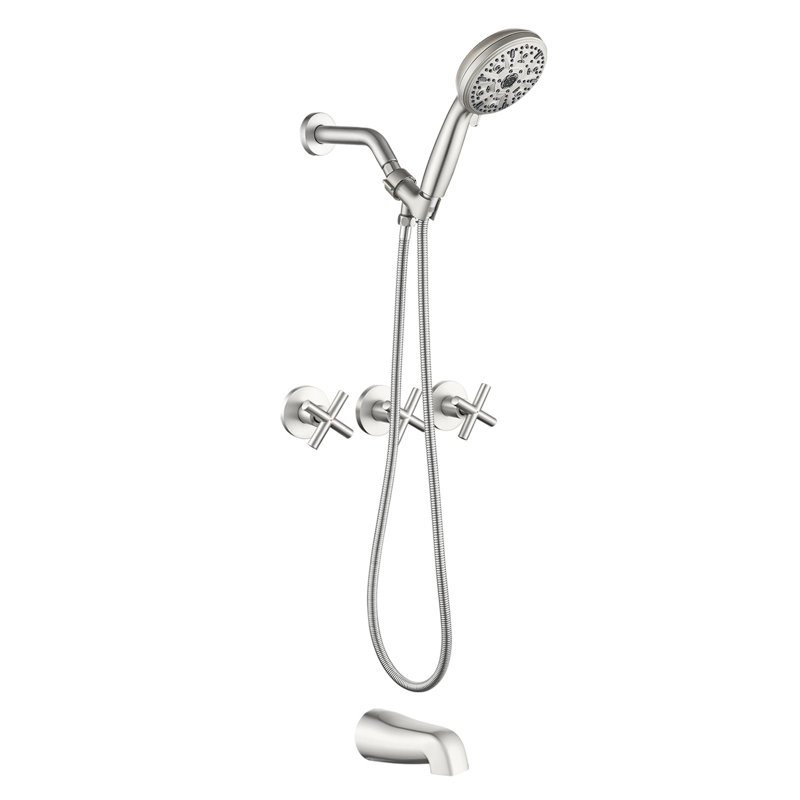 3 Handles Tub Shower Faucet Set With 10 Spray Handheld Shower 4.7 Inch Shower Handheld Shower Tub Kit Wall Mounted Shower System With Tub Spout Shower Fixtures Tub And Shower Trim Kit