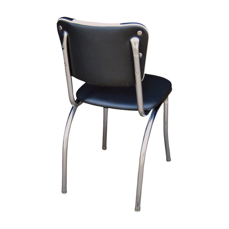 Retro Home Upholstered 'V' Back Dining Chair, Black