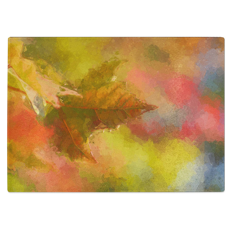 Tempered Glass Autumn Tree Leaves Chopping Board, 28.5 cm W x 20 cm L