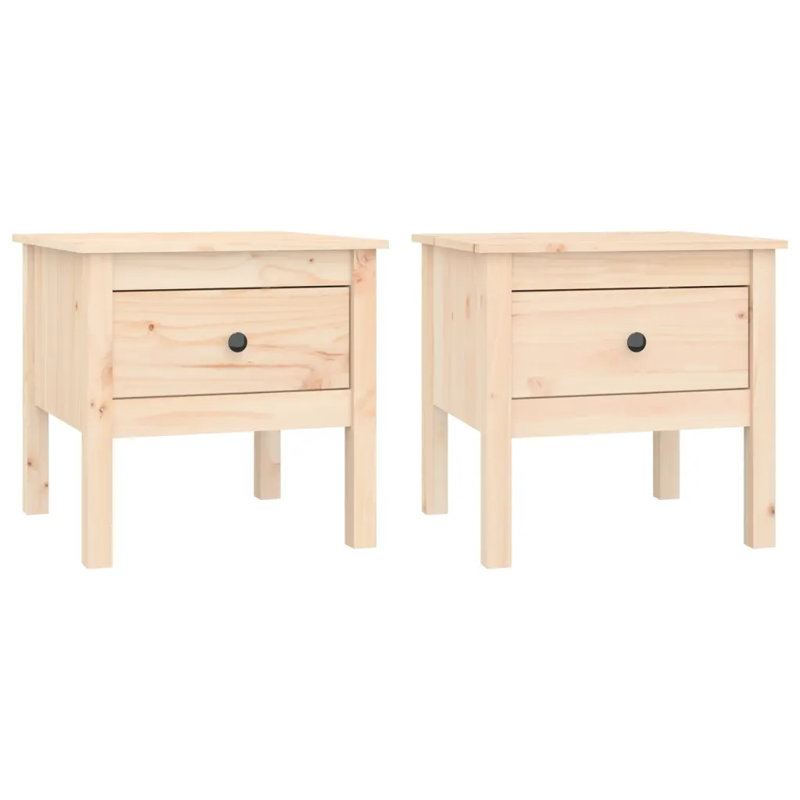 Kitija Solid Wood Side Table Set, Natural