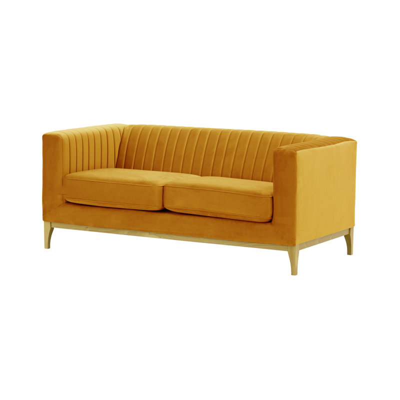 Buie Velvet Sofa, Like Oak, Mustard Yellow