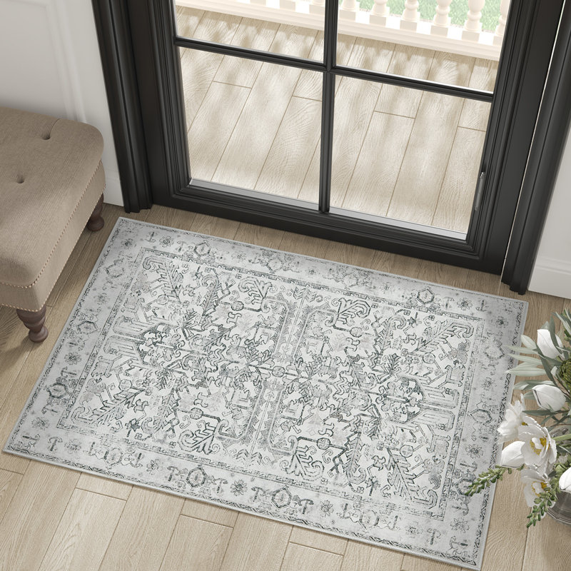 Nicieza Chenille Mashine Washable Vintage Indoor Arae Rug with Non-Slip Backing for Bedroom Living Room Kitchen Entryway