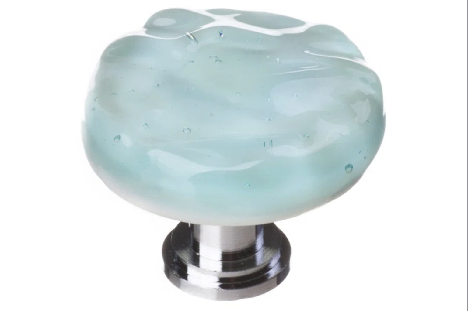 Glacier Mushroom Cabinet Knob, Oil Rubbed Bronze, Light Aqua