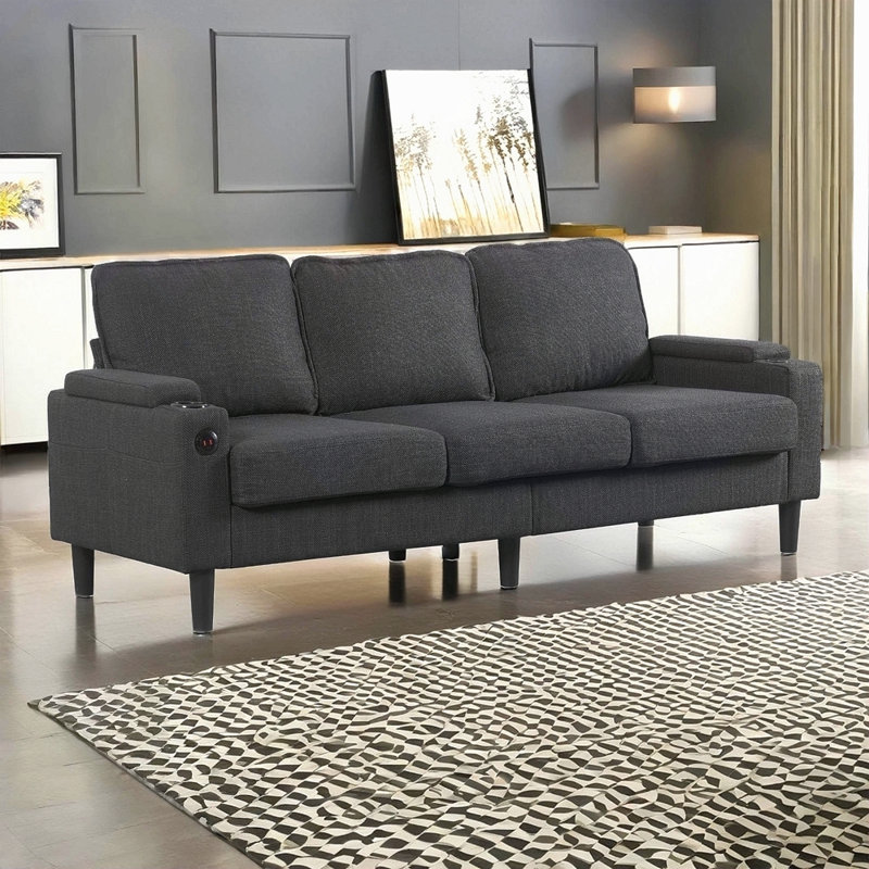 Canapé combiné à 3 places assises avec repose-pieds pour le salon, chambre à coucher, chambre compacte, canapé modulaire rembourré, banc en L avec repose-pieds