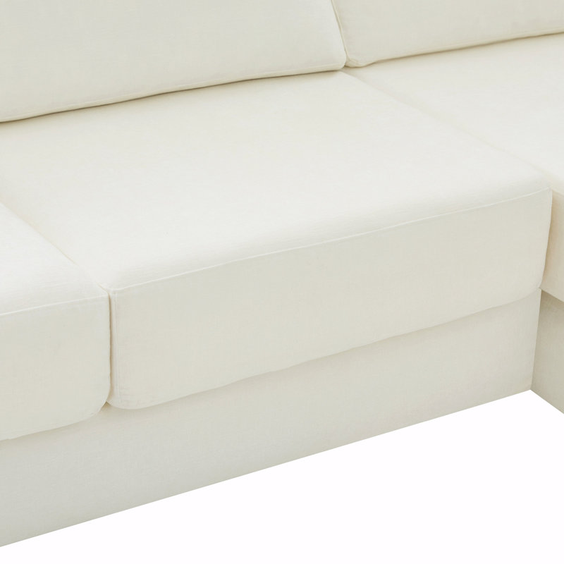 Canapé modulaire en L de 113 po avec canapé à deux couches pour le salon, beige, Chenille beige