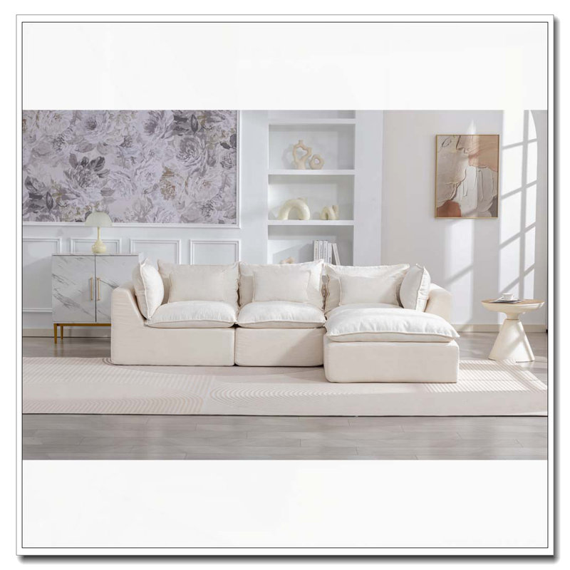 Cloud Couch Oversized Modular Sectional Sofa, Ancient White+3Seat+1Ottman