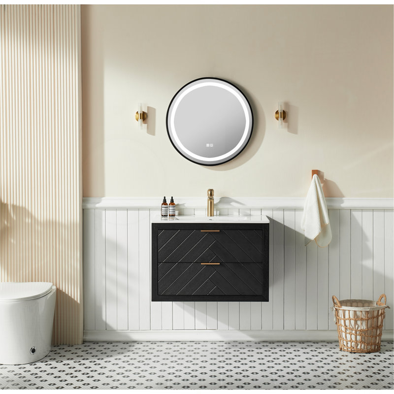 Meuble-lavabo mural simple 30 po avec lavabo en céramique