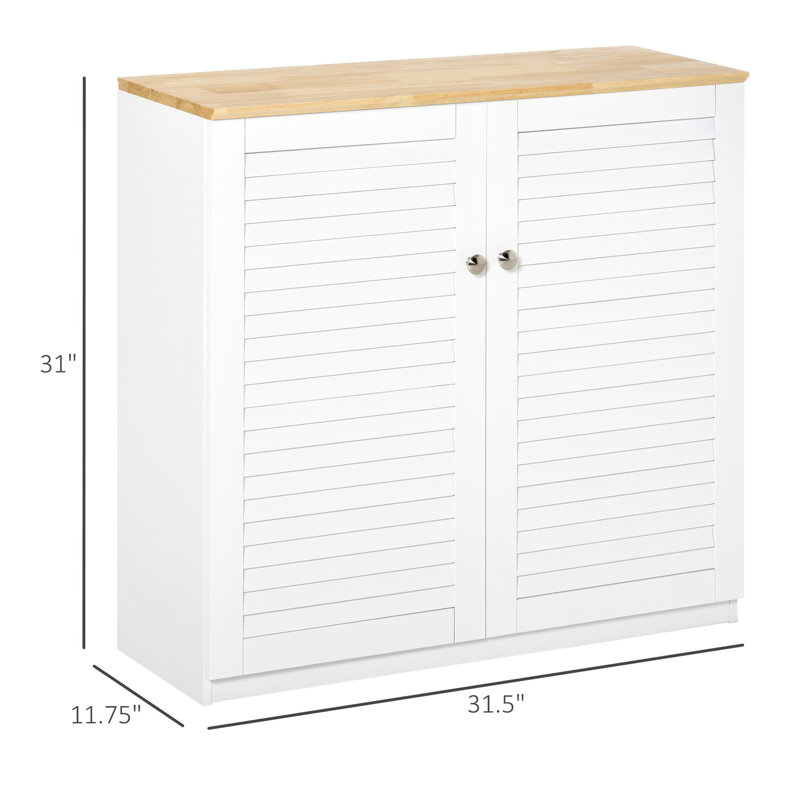 Armoire de bar à café, buffet de couloir avec intérieur spacieux - blanc, panneaux pour l'armoire de buffet de durabilité, rangement de cuisine à double porte à persiennes