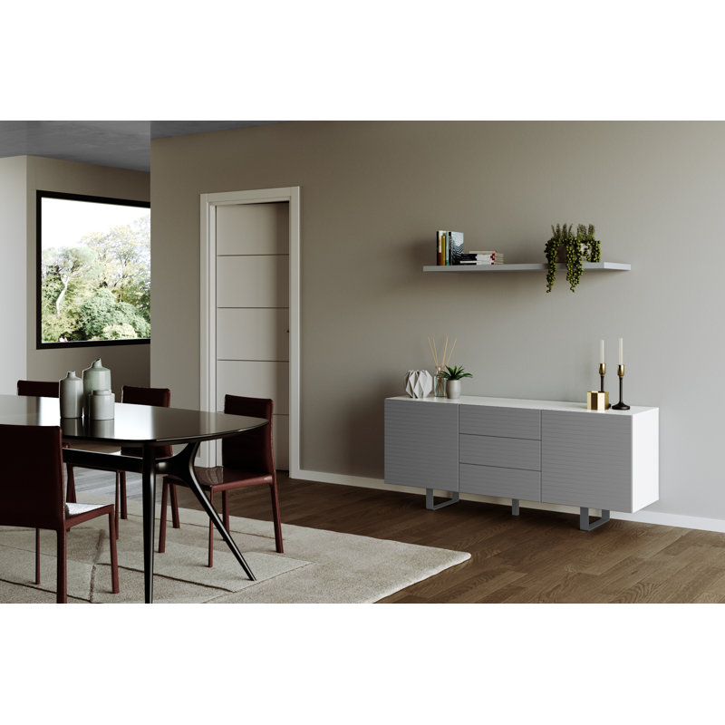 Eloiza 165cm Sideboard, White/Concrete