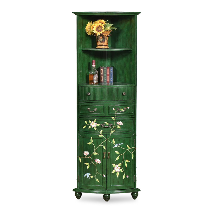 American Country Birch Painted Corner Cabinet