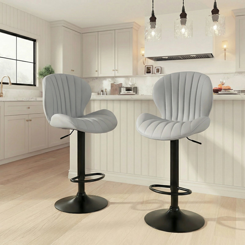 Tabouret de bar pivotant à hauteur réglable avec structure en métal, Gris