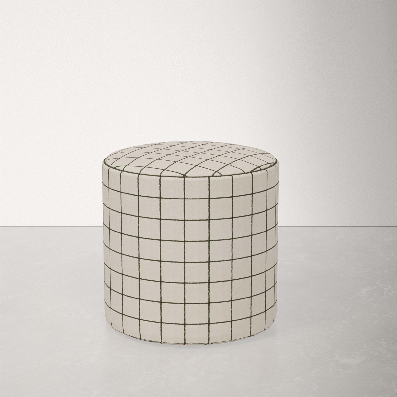 Orlando Upholstered Ottoman, Line Tattersall Green