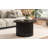 Round Coffee Table With A Drawer, Vertical Slat Base-243711471