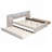 Linen Upholstered Bed with Reading Lights, Drawers, Trundle and Shelves-1786583459