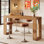 Table de bar en bois massif, table de bar à hauteur de comptoir de 63 po pour cuisine, salle à manger et salon