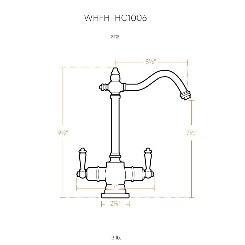 Whitehaus Point of Use Instant Hot/Cold Water Drinking Faucet with Traditional Swivel Spout, Polished Chrome