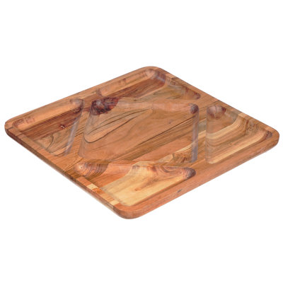Red Barrel Studio® Zambrana Porcelain Bamboo Stainless Steel Divided Serving Dish Serving Dish