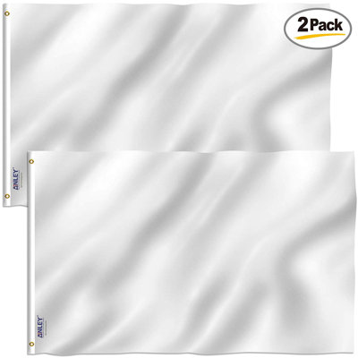 Fly Breeze 3x5 Foot Solid White Flag - Plain White Flags Polyester  3 X 5 Ft