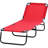 Red Outdoor Chaise Lounge By - 5 Reclining, Folding, Steel Frame For Sunbathing In Yard And Beach 5-Level Foldable, Sun Tanning Patio