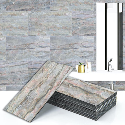 Falkirk Johnstone 23.6" Peel & Stick Stone Wall Paneling in Gray ( 5-pack)