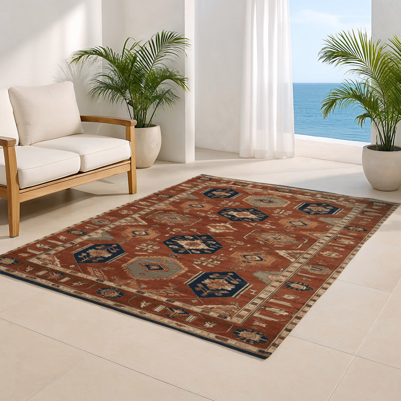 Tapis d'intérieur et d'extérieur brun Persian, Rectangle 4pi x 6 pi