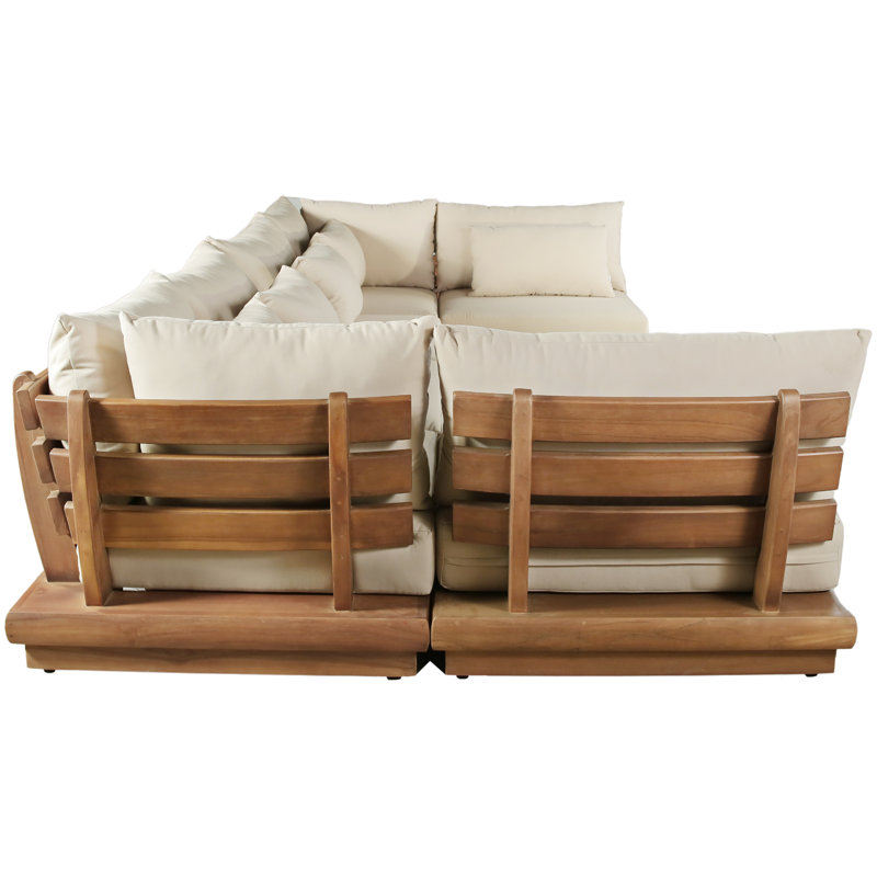 Ivry Water Resistant Fabric Upholstered Outdoor Patio Modular Sectional, Tan