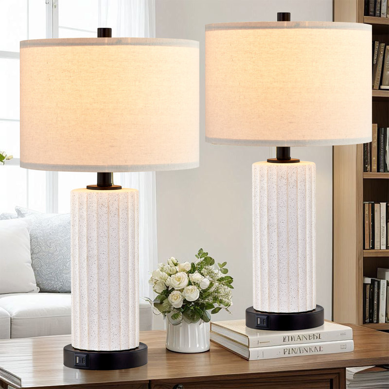 Ensemble de lampes de table 23 "à intensité variable en céramique avec contrôle tactile, ports USB et ampoules