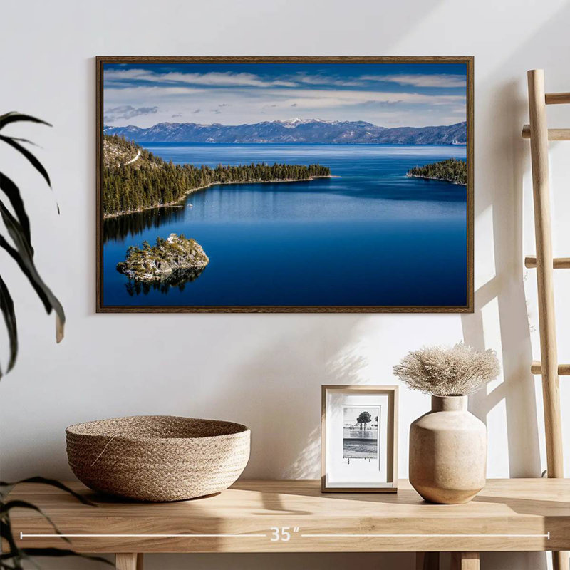 Majestic Lake Tahoe, 25 po x 17 po, Cadre flottant en noyer