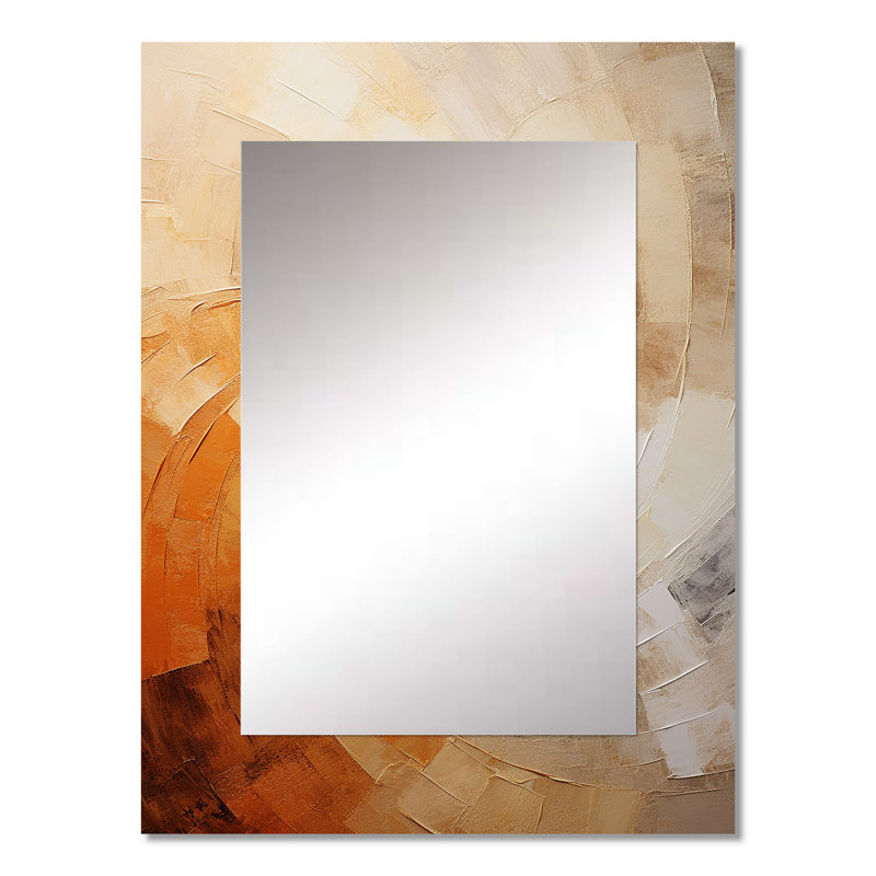 Beige minimalisme spiral Poteries II - miroir spirales abstraites, miroir mural décoratif moderne et contemporain