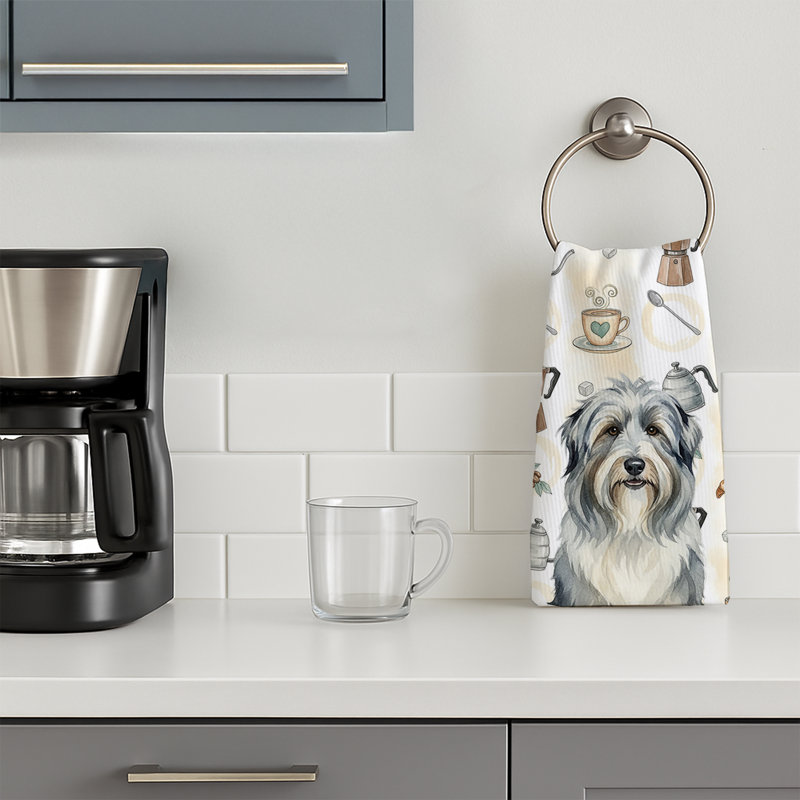 Bearded Collie Coffee Bar Kitchen Towel, Bearded Collie