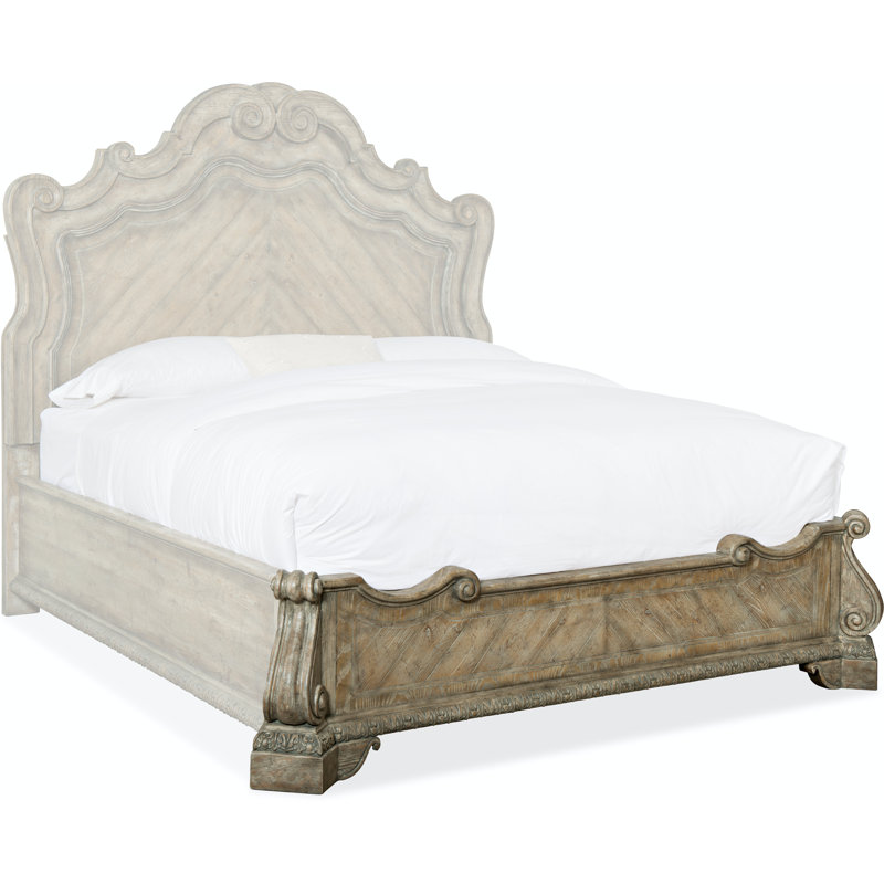 Traditional Castella King Panel Bed with Drawer in Brown
