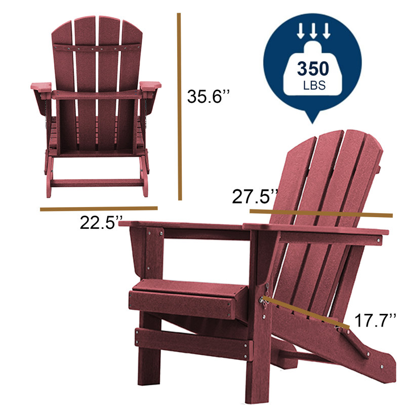 Chaise Adirondack pliante en résine, Rouge