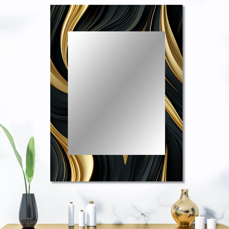 Paisley noir et or élégant ébène - miroir mural Paisley, 40 po x 30 po