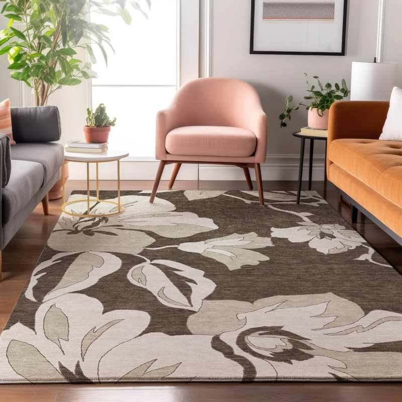 Premium Machine Washable Prisco Brown Rug, Rectangle 9' x 12'