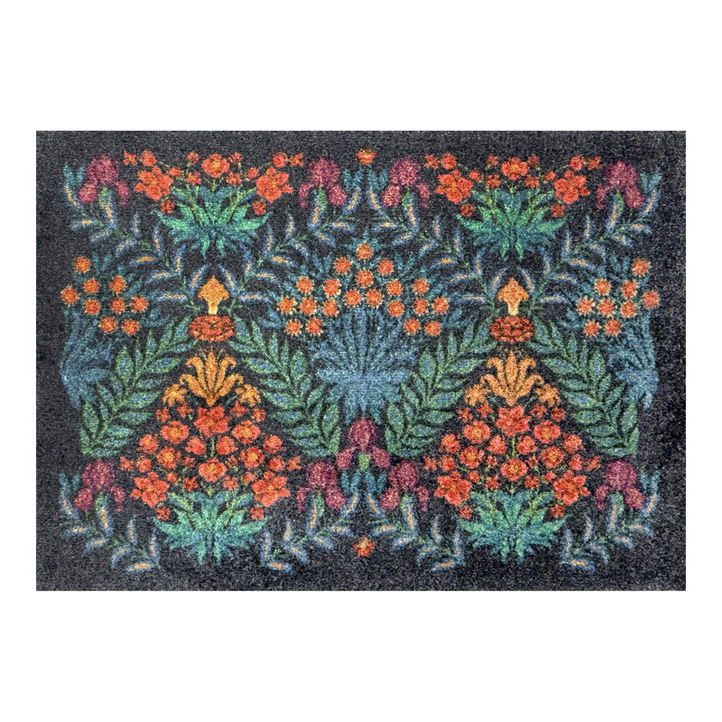 Tapis de sol lavable Lush Garden Dusk, Noir / Rouge, L 24 po x L 36 po