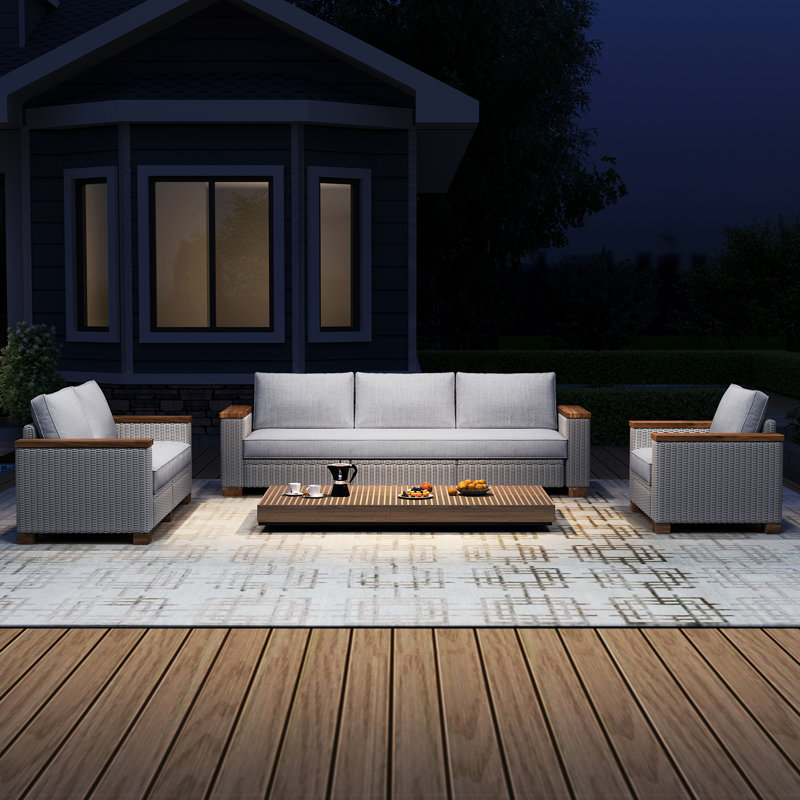 Revy 88.18'' Wide Metal Patio Sofa with Cushions