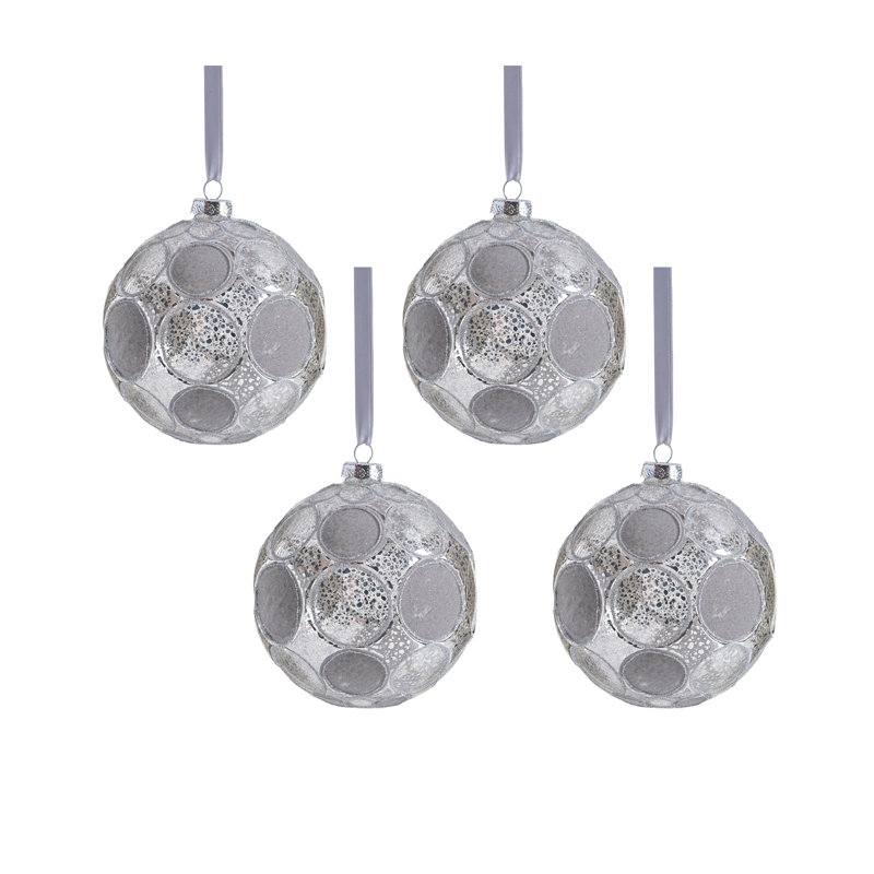 Ensemble de boules en verre 4,75 po Serenity, Argent