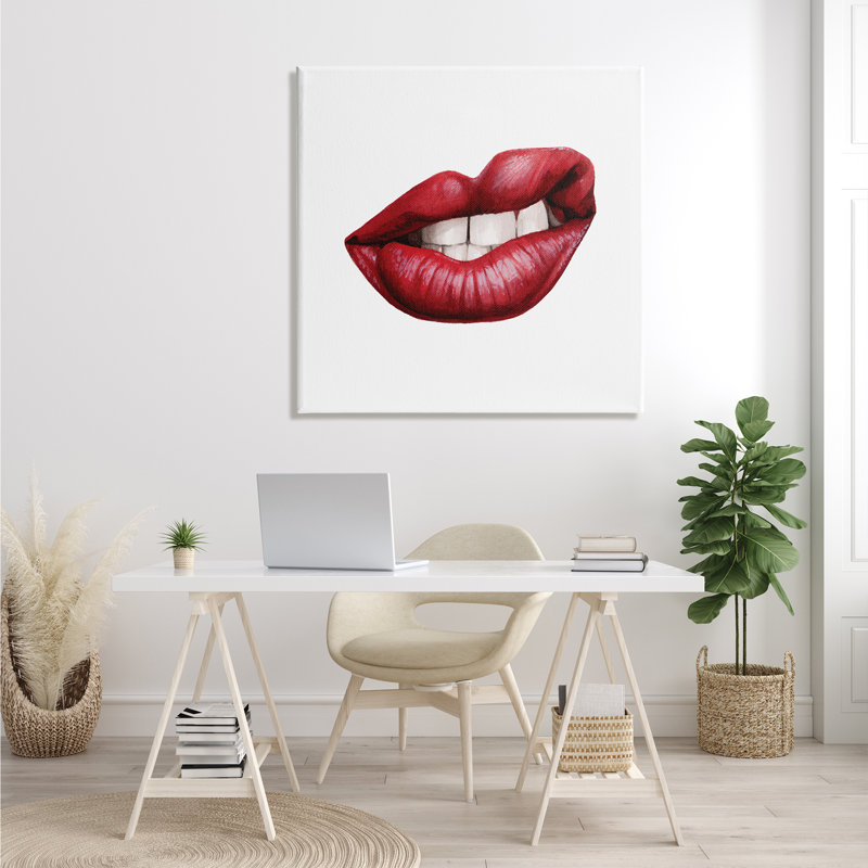 Sneering Lips Bold Emotion - rouge à lèvres - dents, Toile tendue, H 36 po x l 36 po