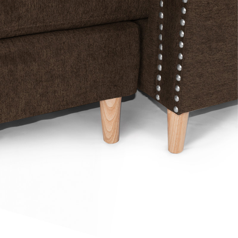 Ensemble modulaire réversible avec 2 coussins décoratifs brun clair