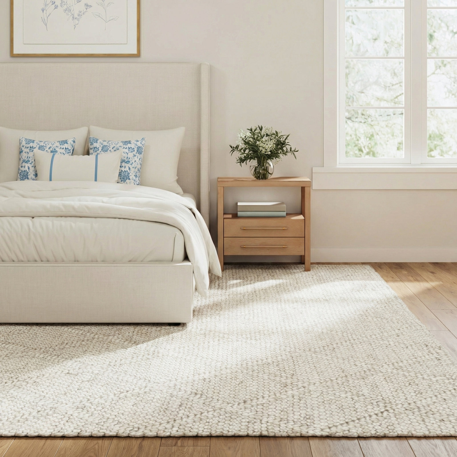 White Flatweave Geometric Rug, Rectangle 12' x 15'
