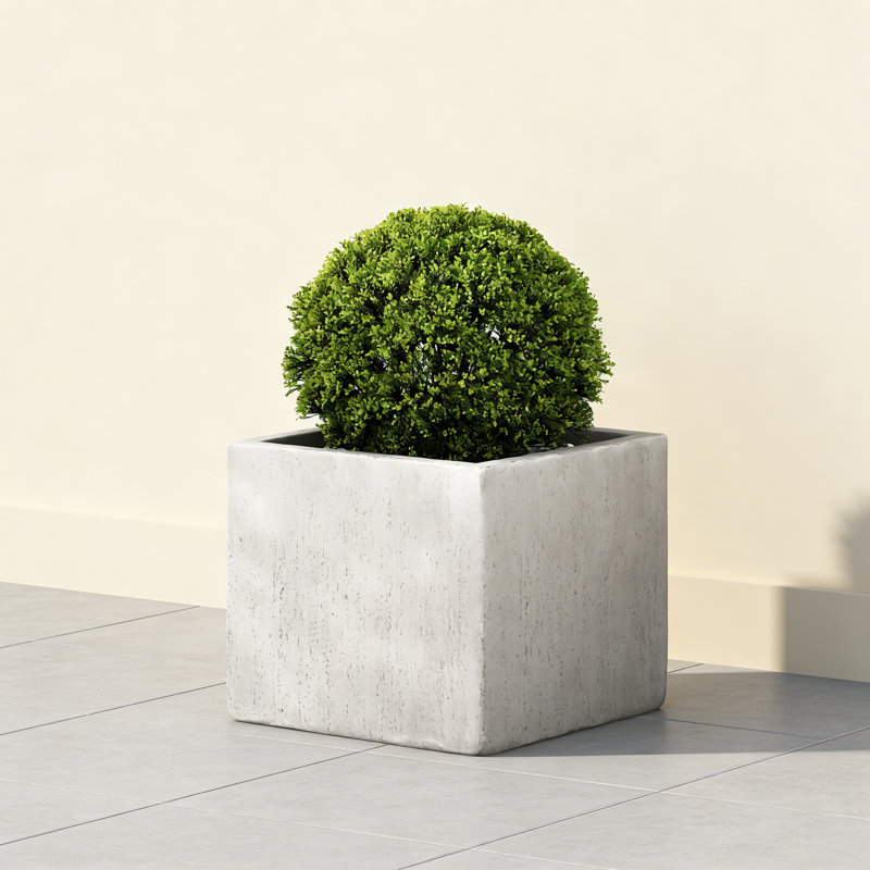 Ensemble de boîte à fleurs en béton Shiner, H 18,75 po x l 21,5 po x P 21,5 po, Blanc, 1
