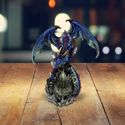 7.5"H LED Purple Dragon with Faux Crystal Figurine