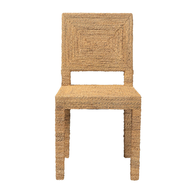 Natural Seagrass and Mahogany Wood Dining Chair