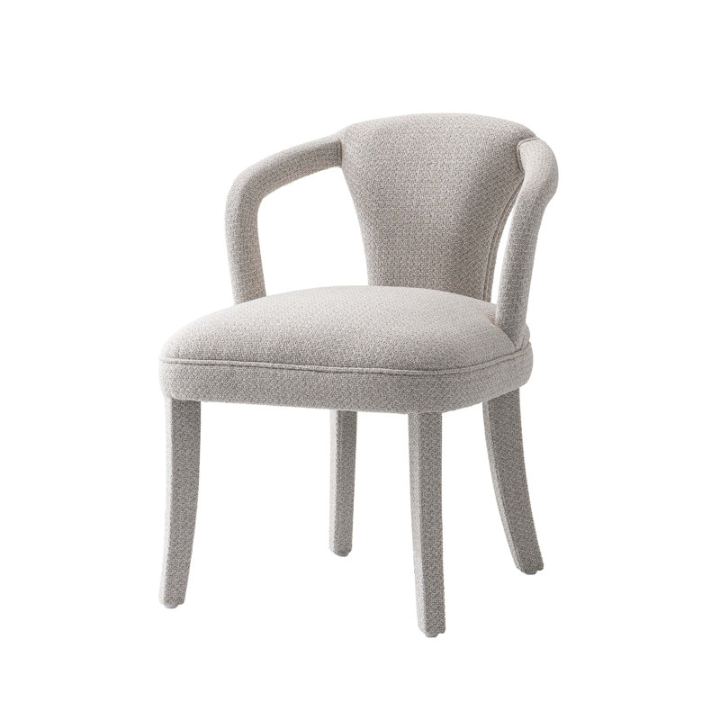Elianni Modern Tweed Upholstered Dining Armchair in, Silver Lining, 1
