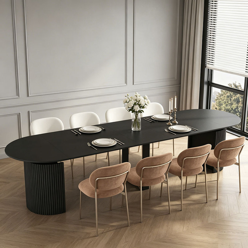 Table de salle à manger extensible pliable pour 1 à 10 personnes, console multifonctionnelle en bois extensible, Noir