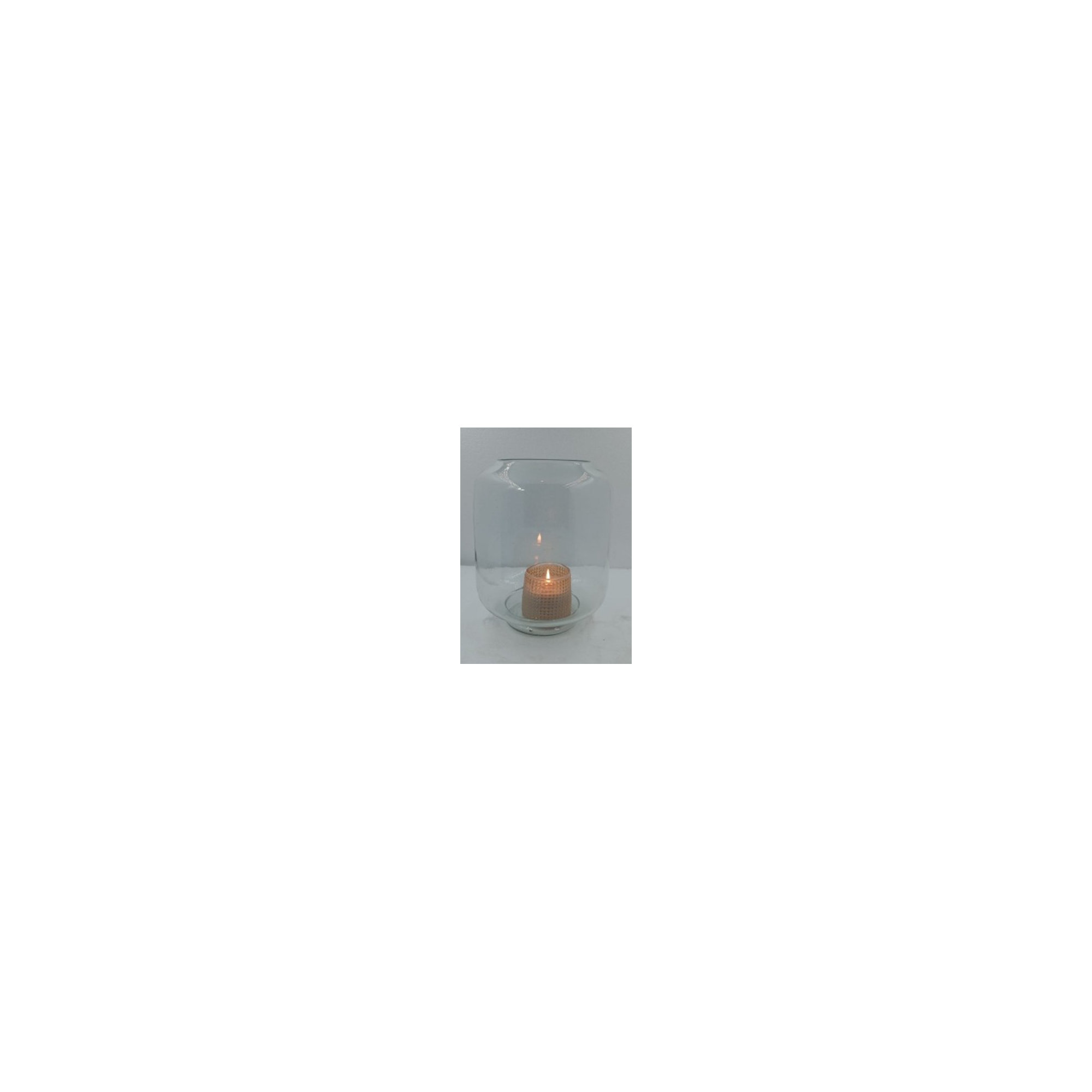 Cole and Grey Glass Wide Clear Room Hurricane Lamp with Elevated Base, 10" H x 9" W x 9" D, Clear