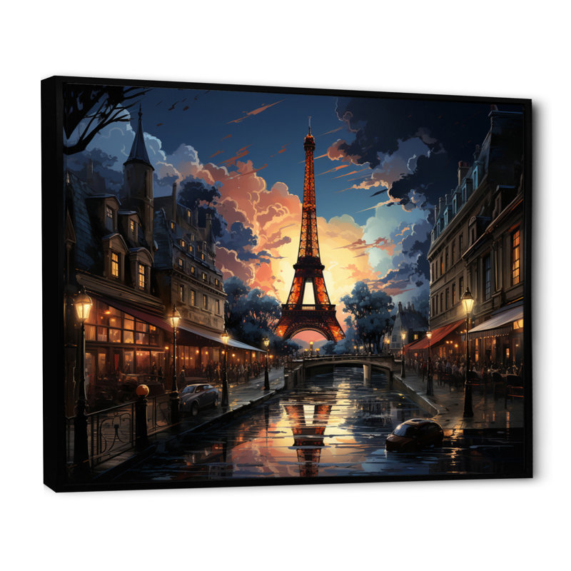 «Futuristic Paris Eiffel Tower Harmony - Franch», reproductions d'art mural, Cadre flottant noir, H 12 po x l 20 po x P 1 po
